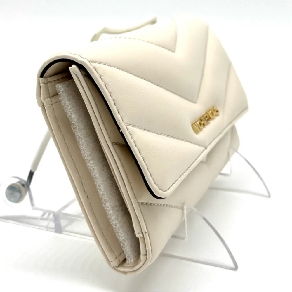 Michael Kors Large Quilted Trifold Wallet Light Cream